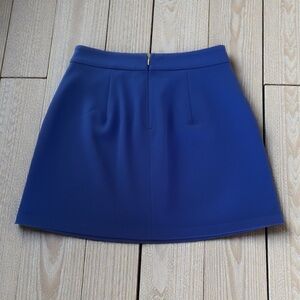NWT Express Sz 6 Royal Blue A-Line Skirt Gold Full Zipper Office Work Modern